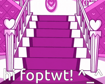 a cartoon staircase with a purple carpet and the words hi foptwt