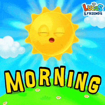 a lucas & friends advertisement with a sun and the word morning