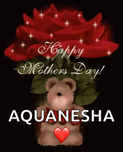 a teddy bear holding a red rose with the words happy mothers day
