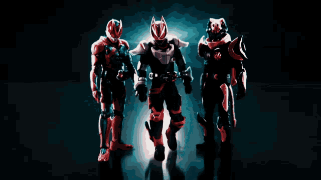 a group of people are standing in front of a light