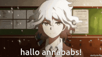 a picture of a anime character with the words hallo annababs