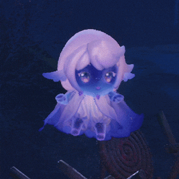 a cartoon character with a purple and white dress