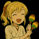 a cartoon of a girl holding two maracas and smiling