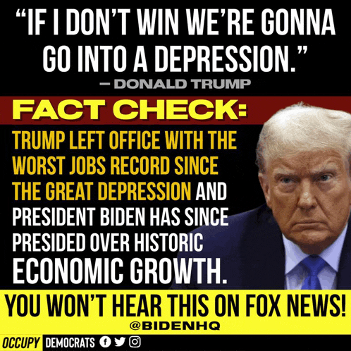 a donald trump poster that says " if i do n't win we 're gonna go into a depression "