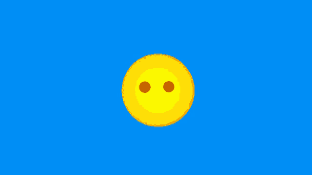 a yellow circle with two red dots on it