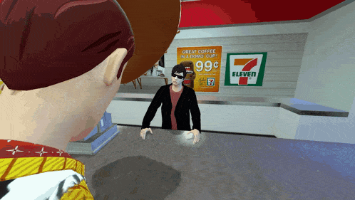 a 7 eleven store with a sign that says 99 cents
