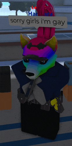 a rainbow furry character says sorry girls i 'm gay in a video game