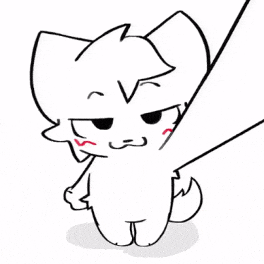 a black and white drawing of a cat with a j on its tail