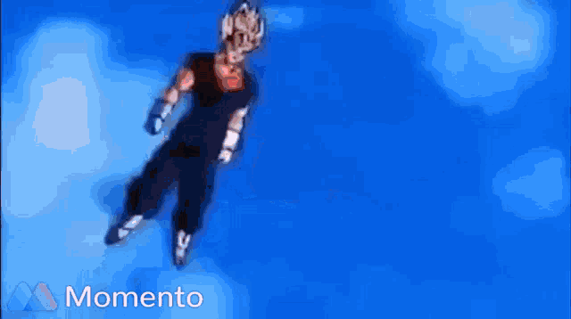 a cartoon character is flying through the air with the words momento behind him
