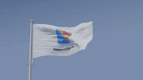 a flag that says innovation inc. is flying in the wind