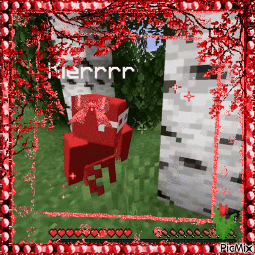 a picture of a red minecraft character with the word merrr on the bottom