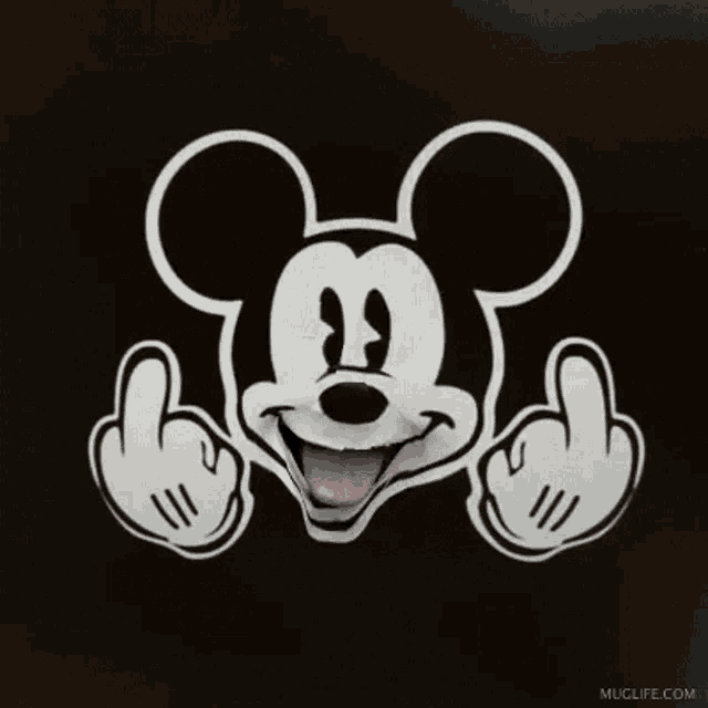Middle Finger Mickey Mouse GIF - Middle Finger Mickey Mouse Black And White GIFs
