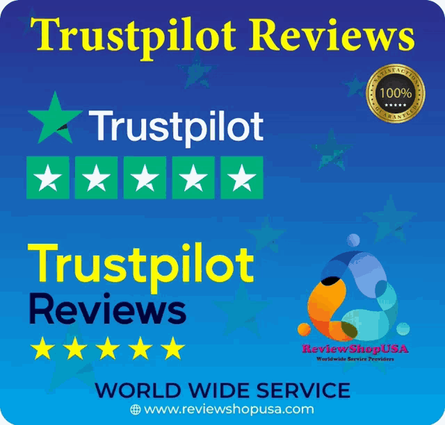 a blue poster that says trustpilot reviews and trustpilot reviews world wide service