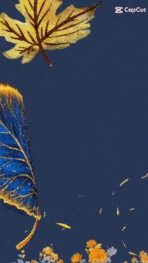 a blue and gold leaf on a dark blue background with the capcut logo