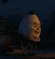 a cartoon character that looks like an egg with a hat