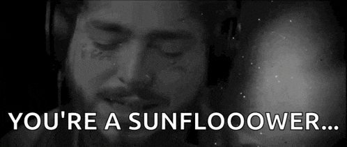 a black and white photo of a man with the words `` you 're a sunflower ... ''