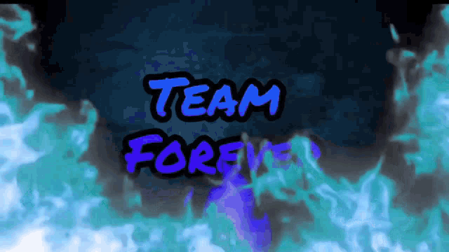 a sign that says team forever in blue letters