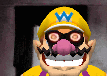 a cartoon character with a w on his hat