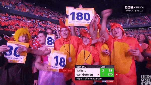a crowd of people holding up signs that say 180