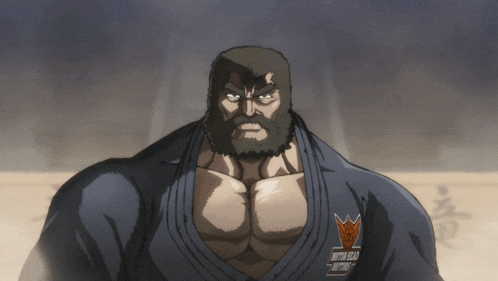 a cartoon drawing of a man with a beard and a badge on his chest that says mythical nightmare