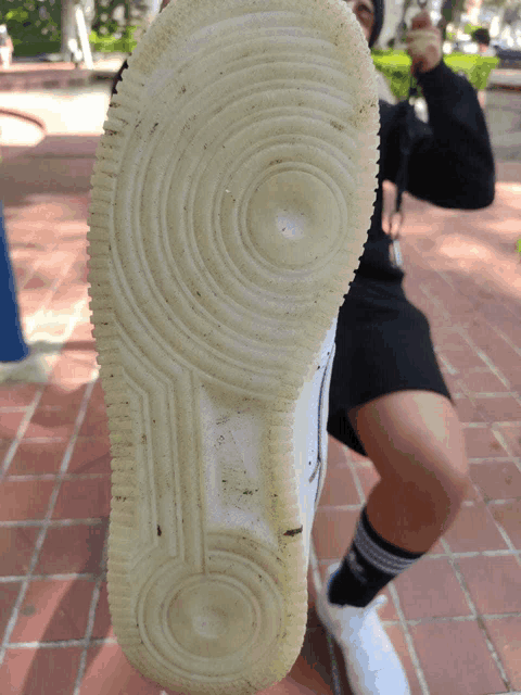 the bottom of a person 's shoe is shown