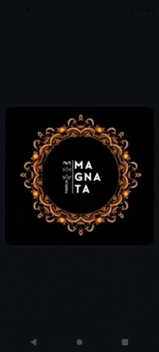 a black background with a gold circle with the words ma gna ta on it