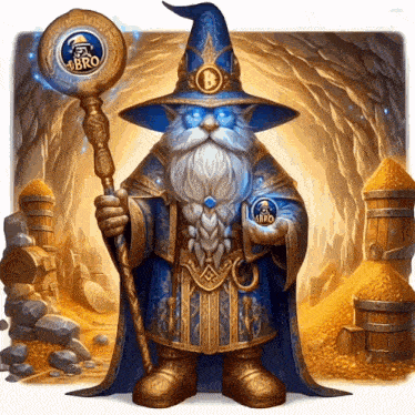 a wizard with a beard and a hat that says abro on it