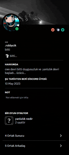 a screenshot of robbycik 's profile on a black background