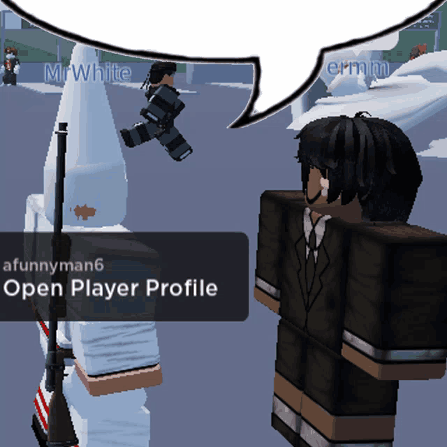 a screenshot of a video game with a speech bubble that says mr white