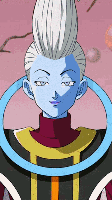 a cartoon character with a blue ring around her neck