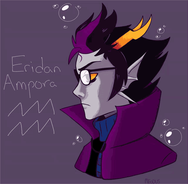 a drawing of eridan ampara with bubbles around him