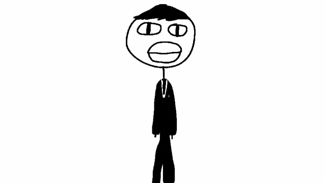a black and white drawing of a man in a suit and tie with a red tie .