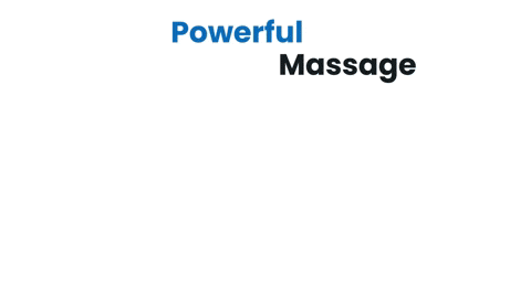 a black massage gun with the words durable massage heads below it