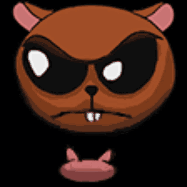 a cartoon drawing of a squirrel with its tongue out