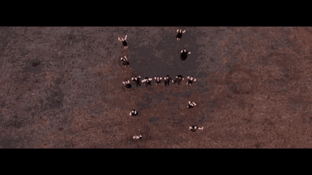 a group of people are standing in a circle in a field