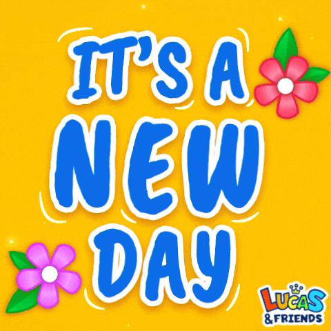 a yellow background with the words it 's a new day lucas & friends
