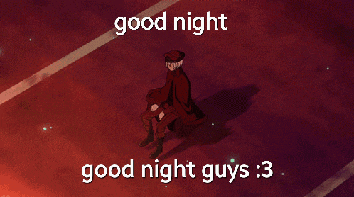 a cartoon character says good night and good night guys 3