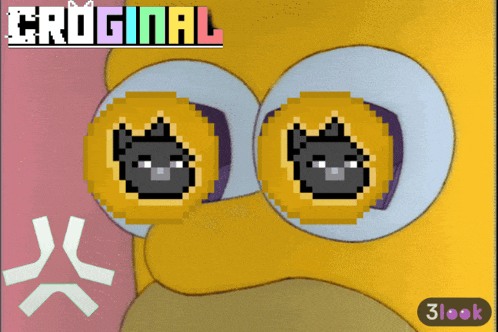 a cartoon of homer simpson 's eyes with the words croginal on the top