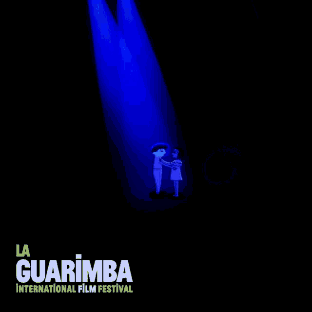 a poster for the guarimba international film festival shows a boy kissing a girl on the cheek