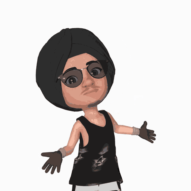 a cartoon character is wearing a black tank top and sunglasses