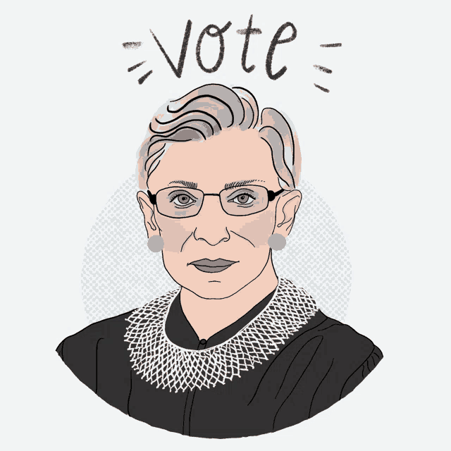 a drawing of ruth bader ginsburg with the words in her honor