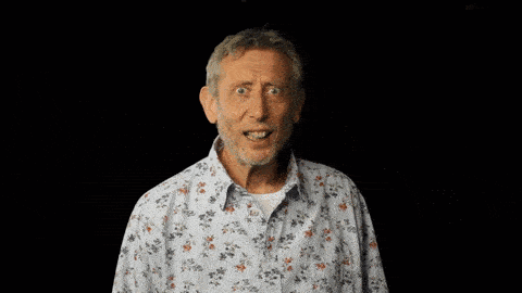 a man in a floral shirt says cut that out in white letters