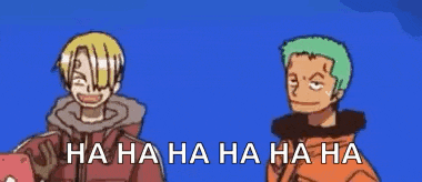 a cartoon of a man laughing next to another man .