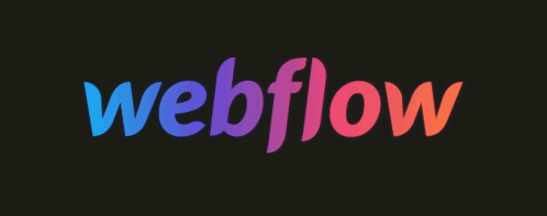 a dark background with the word webflow written in blue and red
