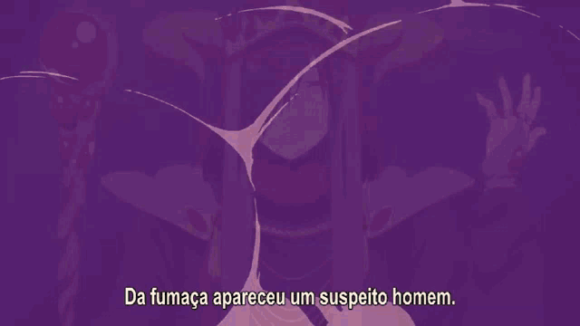 a cartoon of a woman with the words " da fumaca apareceu um suspito homem " below her