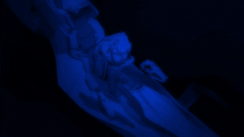 a dark blue background with a few white lines