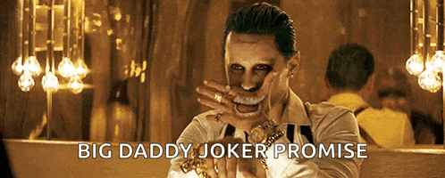 a man with a joker mask on his face and the words big daddy joker promise