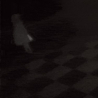 a man and a girl are dancing on a checkerboard floor
