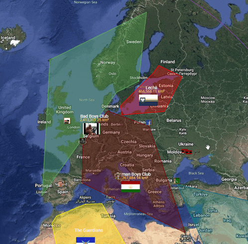 a map of europe with a triangle in the middle