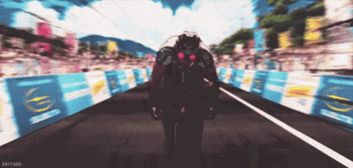 a blurred image of a person walking down a road with a sign that says euro on it